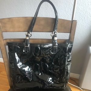 Black shiny Coach purse - 11”11in